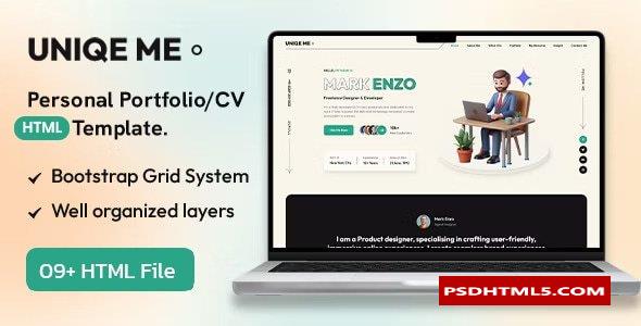 Uniqeme-个人作品集HTML模板-尚睿切图网