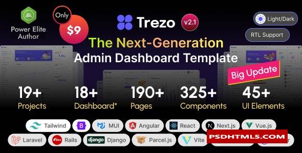 Trezo v2.1.0 - Tailwind, Bootstrap, Material, React, Angular, Vue, Laravel ASP.net Admin Dashboard Template