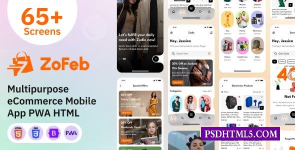 ZoFeb-电子商务商店移动应用程序PWA HTML模板-尚睿切图网