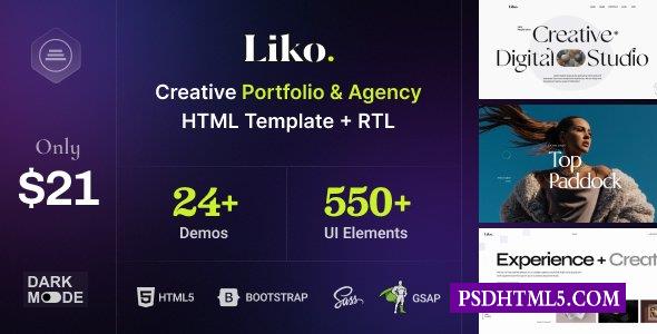 Liko-创意代理公司；作品集HTML模板-尚睿切图网