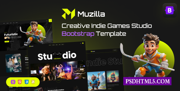 Muzilla-创意独立游戏工作室Bootstrap 5模板-尚睿切图网