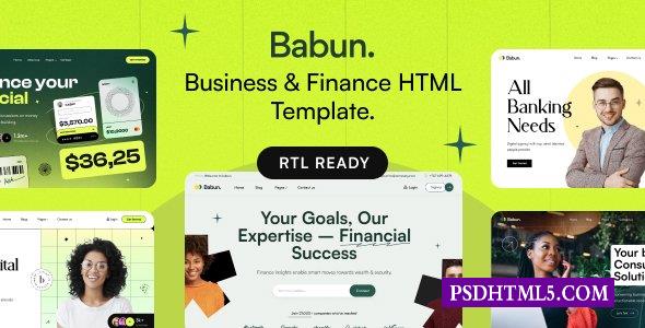 Babun-商业与；金融响应HTML5+RTL模板-尚睿切图网