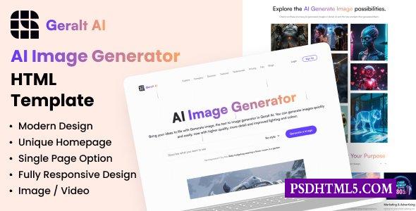 Geralt AI-AI图像生成器单页HTML模板-尚睿切图网
