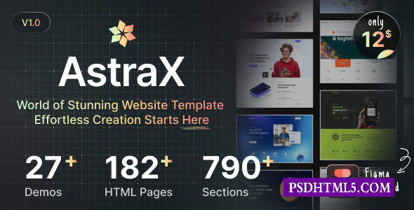 AstraX-一个庞大的HTML模板库-尚睿切图网