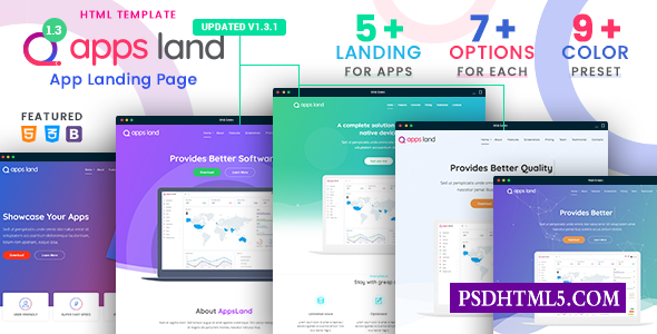 AppsLand v1.3.1-应用登录页面HTML模板-尚睿切图网