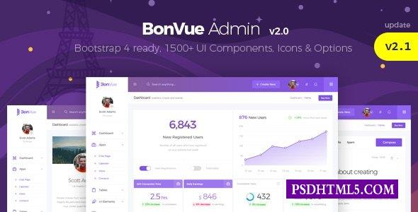 BonVue v2.1-HTML Bootstrap 4管理模板-尚睿切图网