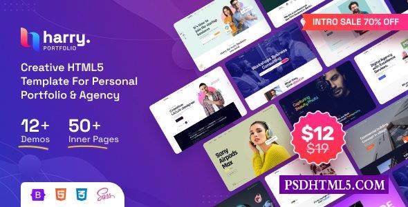 Harry-创意HTML5个人作品集模板；代理+RTL-尚睿切图网