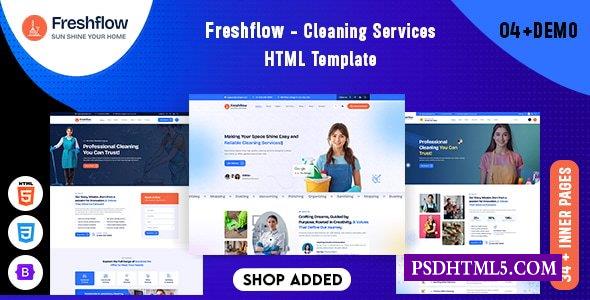 Freshflow-清洁服务HTML模板-尚睿切图网