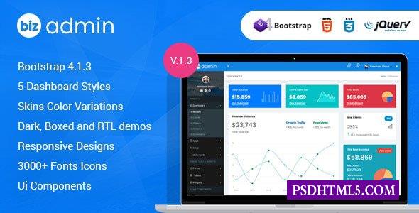 Bizadmin-多用途Bootstrap 4管理模板+UI工具包-尚睿切图网