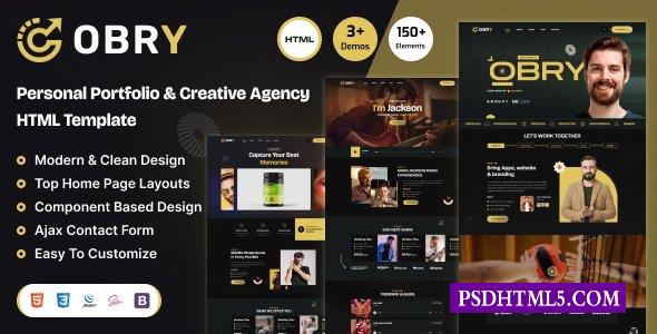 Obry-个人投资组合；创意机构HTML模板-尚睿切图网