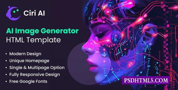Ciri AI-AI图像生成器HTML模板-尚睿切图网