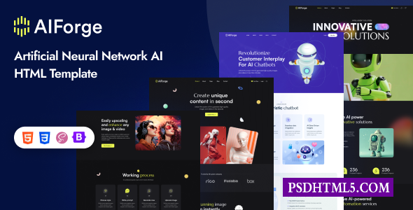 AIForge-多用途AI SAAS启动HTML模板-尚睿切图网