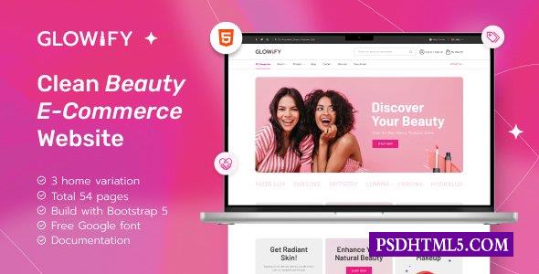 Glowify-美容产品电子商务HTML模板-尚睿切图网