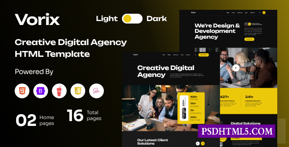 Vorix-创意数字代理HTML模板-尚睿切图网