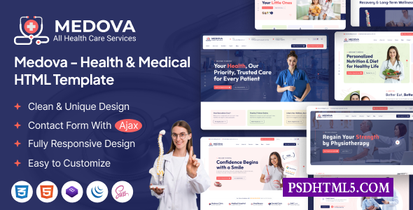 Medova-健康与；医学HTML模板-尚睿切图网