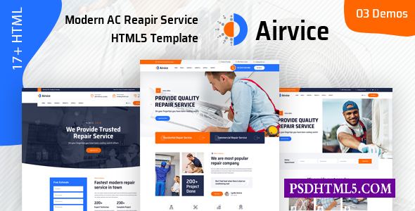 Airvice-空调维修服务HTML5模板-尚睿切图网