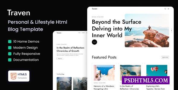 Traven-个人和；生活方式博客HTML模板-尚睿切图网