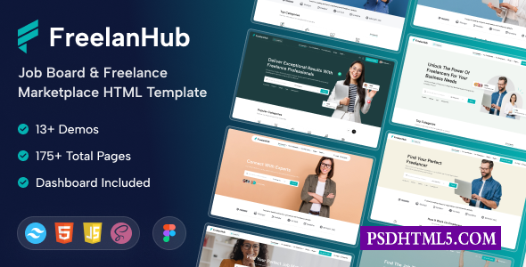 FreelanHub-招聘委员会；自由职业者市场HTML模板-尚睿切图网