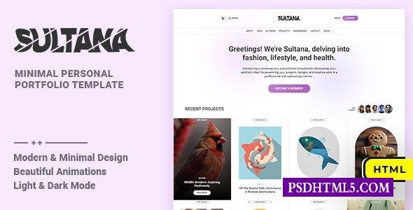 Sultana-最小个人作品集HTML模板-尚睿切图网