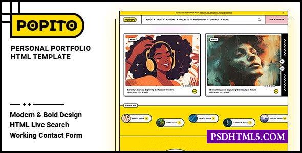 Popito-个人作品集HTML模板-尚睿切图网