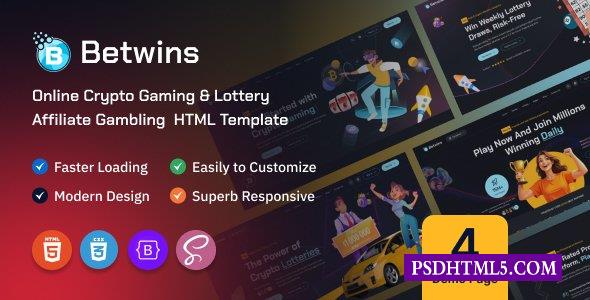 Betwins-在线加密货币游戏；彩票联盟HTML模板-尚睿切图网