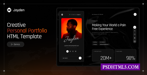 Jayden-个人作品集HTML模板-尚睿切图网