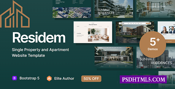 Residem-单体房产和公寓网站模板-尚睿切图网