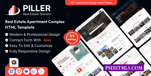 Piller-房地产HTML模板-尚睿切图网