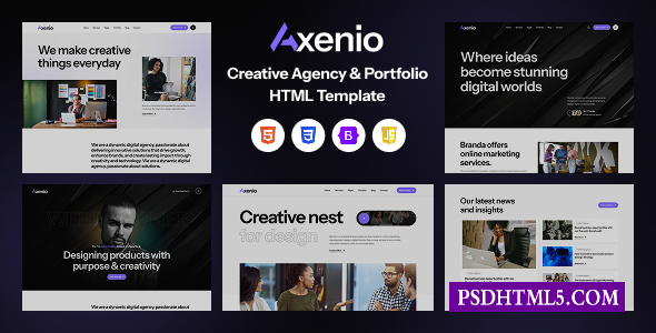 Axenio-创意代理和作品集HTML模板-尚睿切图网