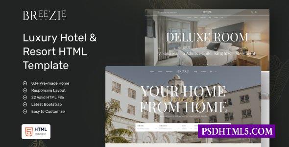 Breezie-优雅的酒店和；度假村HTML模板-尚睿切图网