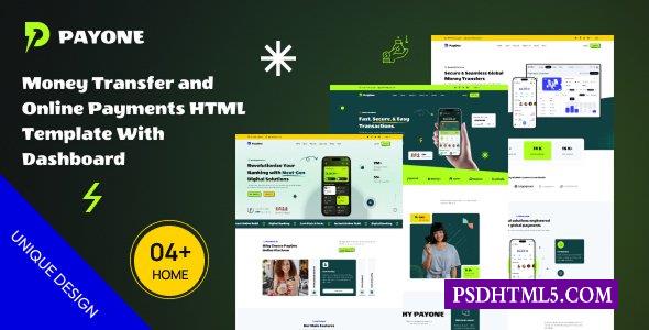 PayOne-汇款和；带仪表板的在线支付HTML模板-尚睿切图网