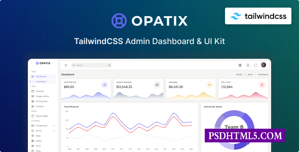 Opatix-顺风CSS 3管理布局和；UI工具包模板-尚睿切图网