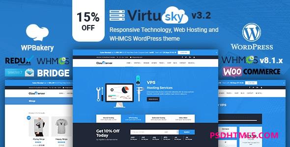 VirtuSky v3.5-响应式虚拟主机和WHMCS WordPress主题 -尚睿切图网