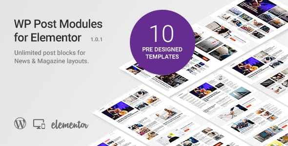 用于报纸和杂志版面的WP Post模块（Elementor插件）v2.5.1；高级脚本、插件和；手机 -尚睿切图网