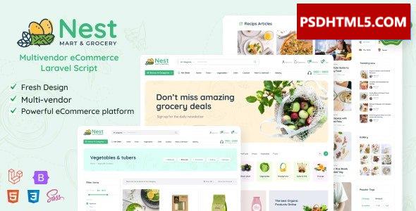 Nest v1.24.3-多供应商有机和；杂货Laravel电子商务-空；高级脚本、插件和；手机 -尚睿切图网