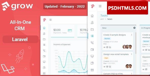 Grow CRM v2.7-Laravel项目管理-空；高级脚本、插件和；手机 -尚睿切图网