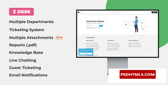 Z Desk v2.3-支持带有知识库和常见问题解答的票证系统-已空；高级脚本、插件和；手机 -尚睿切图网