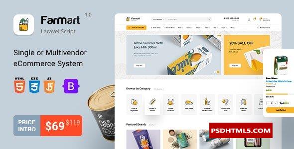 Farmart v1.21.5-单供应商或多供应商Laravel电子商务系统-null；高级脚本、插件和；手机 -尚睿切图网