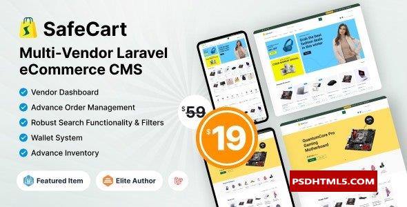 Safecart v2.1.0-多供应商Laravel电子商务平台；高级脚本、插件和；手机 -尚睿切图网