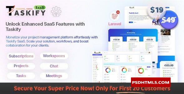 Taskify SaaS v1.0.4-Laravel中的项目管理系统；高级脚本、插件和；手机 -尚睿切图网