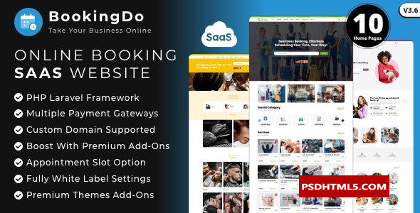 BookingDo SaaS v3.6-多业务预约；服务预订网站生成器-空；高级脚本、插件和；手机 -尚睿切图网