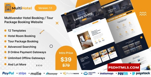 MultiHotel v1.1-多供应商酒店预订/旅游套餐预订网站-空；高级脚本、插件和；手机 -尚睿切图网