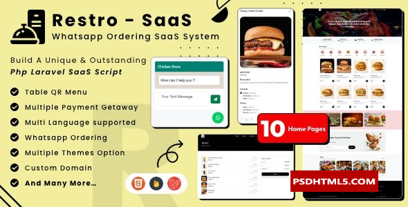 Restro SaaS v3.7-多餐厅在线WhatsApp食品订购系统SaaS-空；高级脚本、插件和；手机 -尚睿切图网