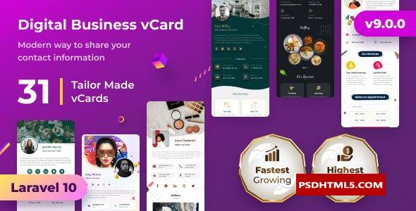 vCard SaaS v9.0.0-名片生成器SaaS-Laravel vCard SaaS-NFC卡；高级脚本、插件和；手机 -尚睿切图网