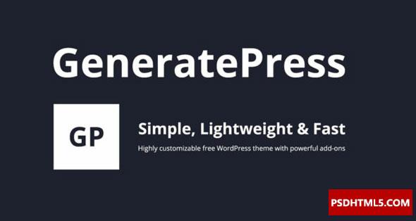 GeneratePress Premium v2.5.6；高级脚本、插件和；移动-尚睿切图网
