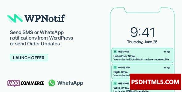WPNotif v3.0.1.1-WordPress短信和；WhatsApp通知；高级脚本、插件和；手机 -尚睿切图网