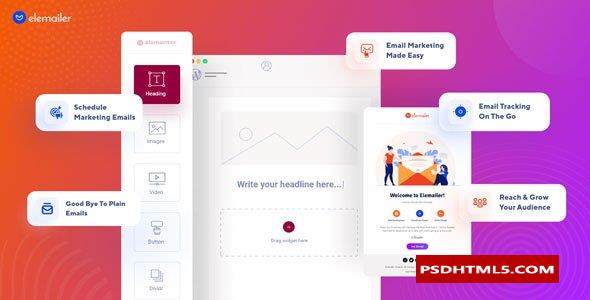 Elemailer v4.1.7-拖动和；删除WordPress电子邮件模板&；活动生成器&raquo；高级脚本、插件和；手机 -尚睿切图网