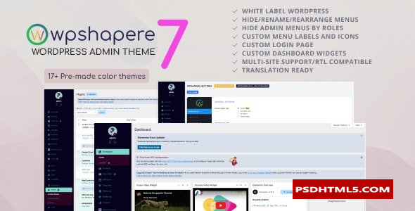 WPShapere v7.0.9-Wordpress管理主题；高级脚本、插件和；手机 -尚睿切图网