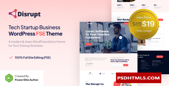 Disrupt v1.0 – Tech Startup Business FSE WordPress Theme